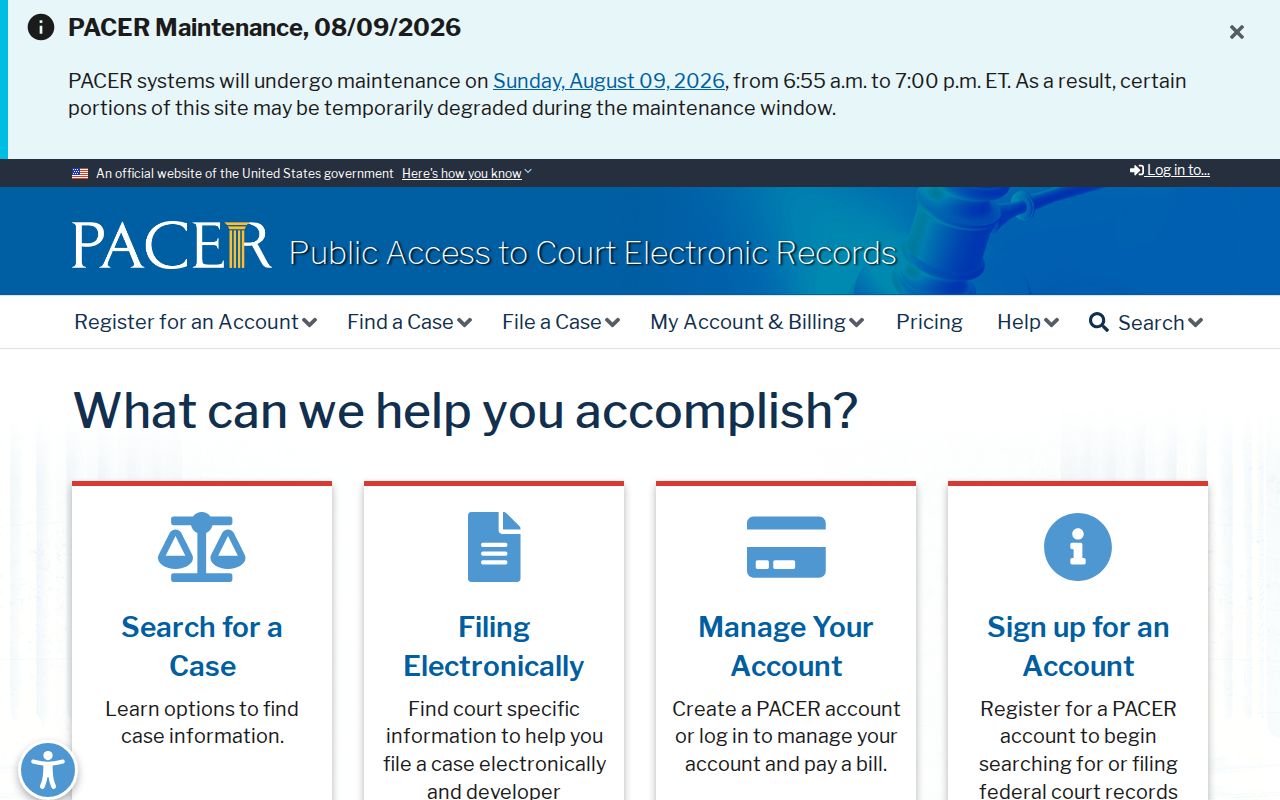 PACER federal court case lookup for a Young County criminal matter