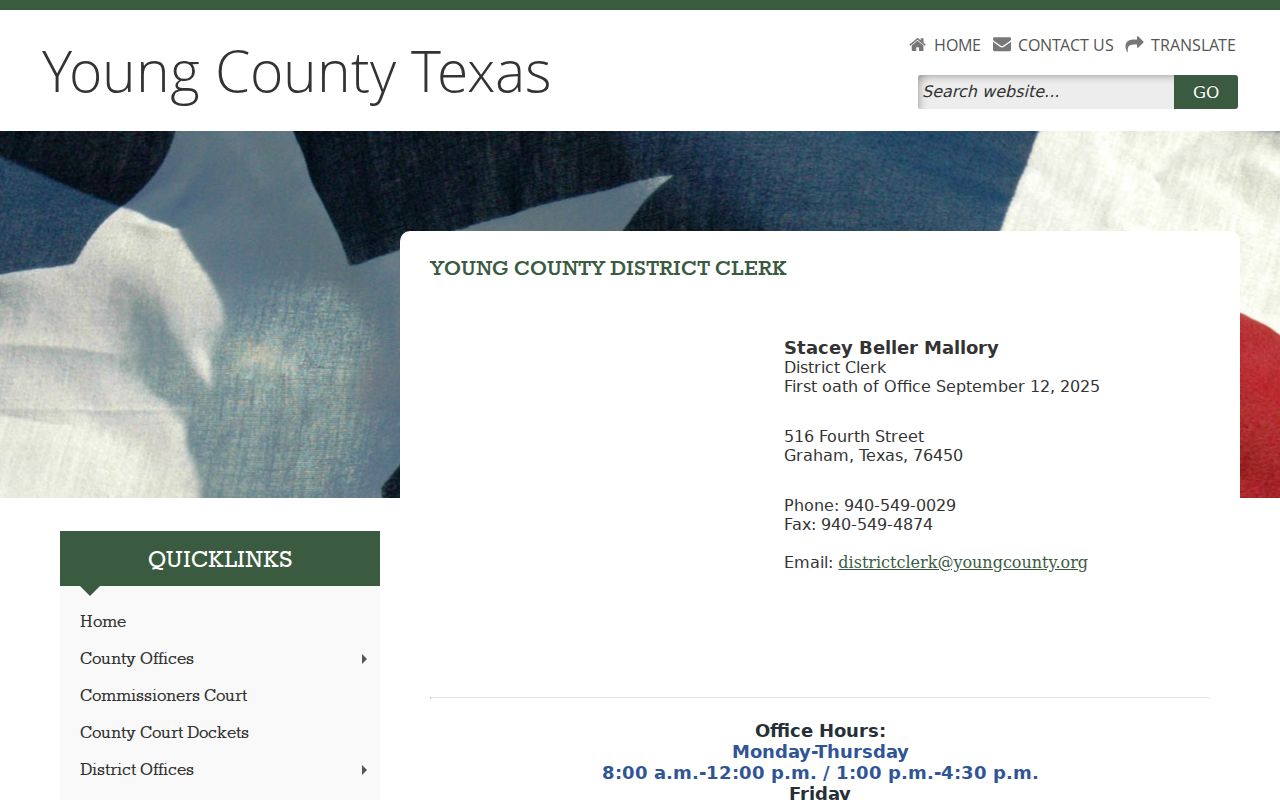 Young County criminal court records District Clerk
