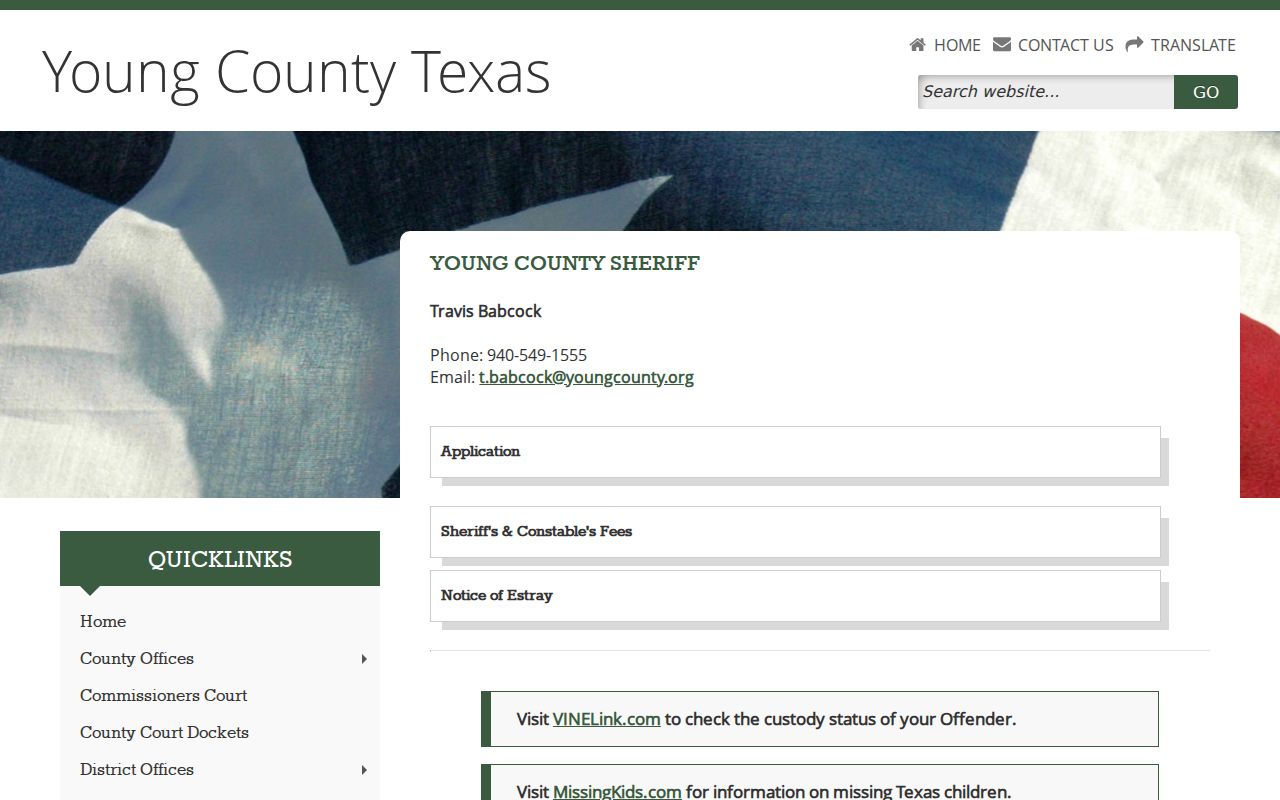 Young County sheriff criminal and arrest records contact