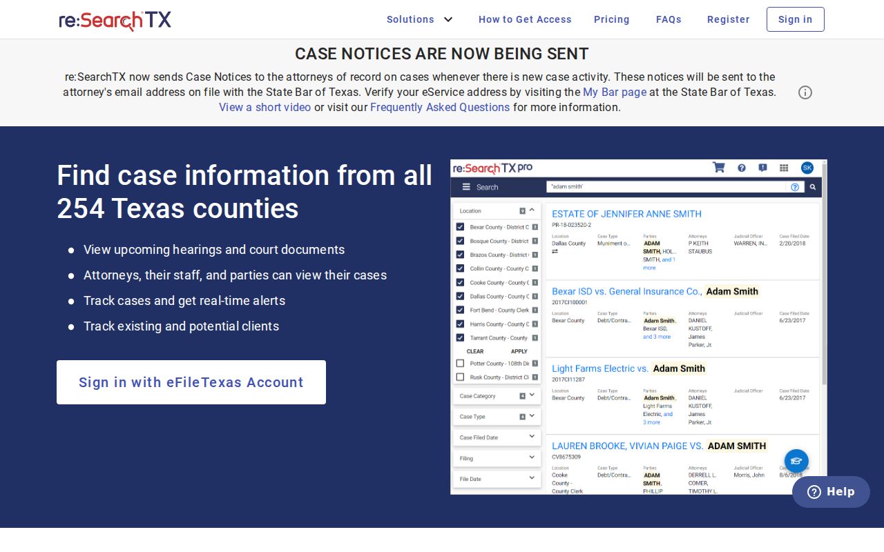 Newcastle criminal record context showing the re SearchTX court document portal