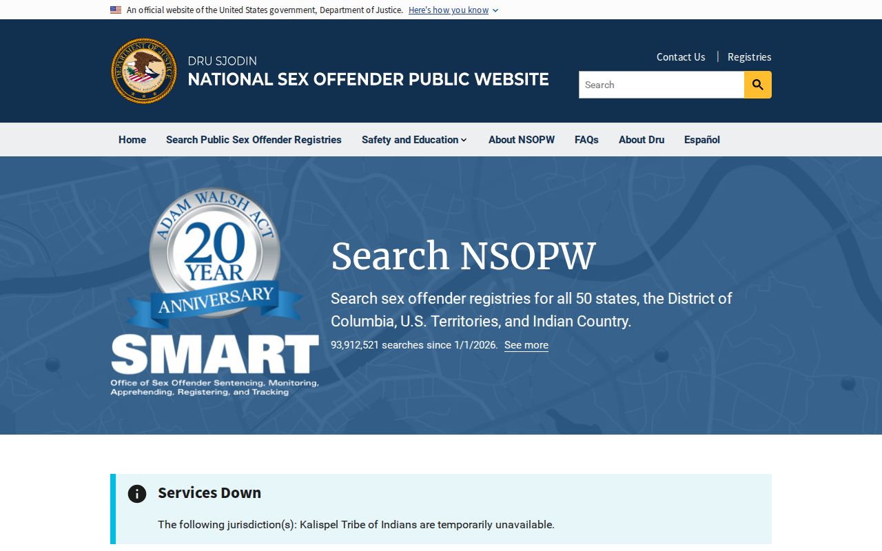 Young County sex offender record search through the national NSOPW portal